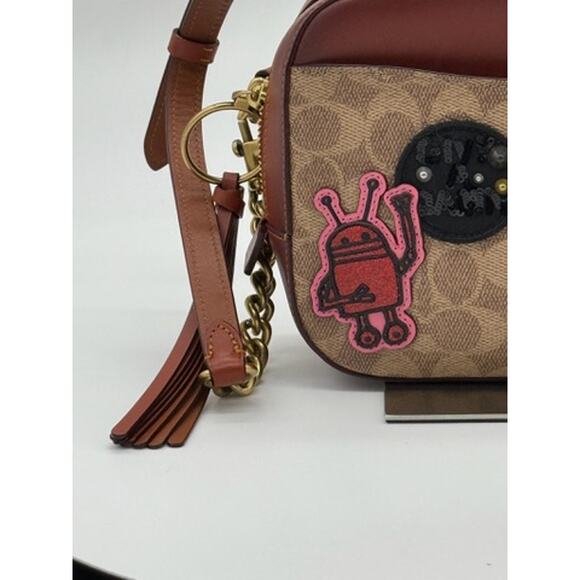 RETAIL $399 RARE COACH X Keith Haring Camera Bag *In Signature Patchwork*ROBOT - Picture 8 of 13